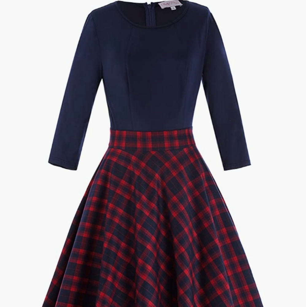 A-Line Vintage Dress-rockabilly-plaid, Pinup-Retro-50's-